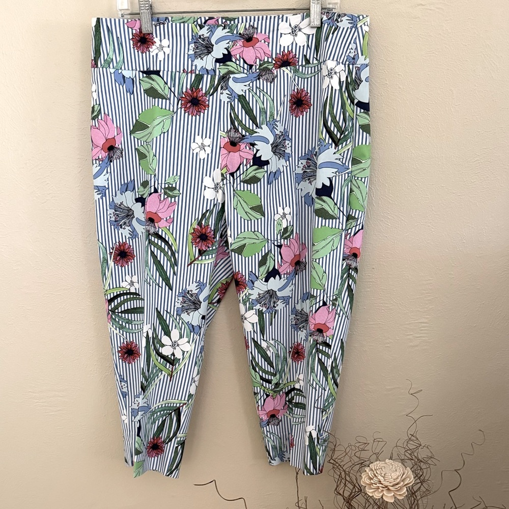 Zac & Rachel Floral Striped Cropped Pants